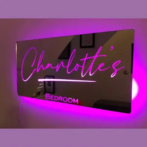 Charlottes Personalized LED Mirror Light - Custom Name, USB Powered, Wall-Mounted with Remote Control, Ideal for Christmas, Valentine's Day & Weddings