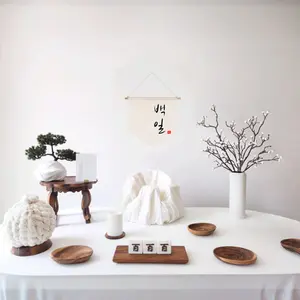 Korean Baekil 100 Days Banner – Baby 100th Day Party Decoration Canvas Wall Hanging Flag