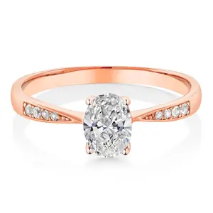 Gem Stone King 10K Gold IGI Certified Lab Grown Diamond Engagement Ring For Women | 1.08 Cttw | Center Diamond Oval Cut 1 Ct | D-E Color | VS1-VS2 Clarity | Available in Size 5, 6, 7, 8, 9