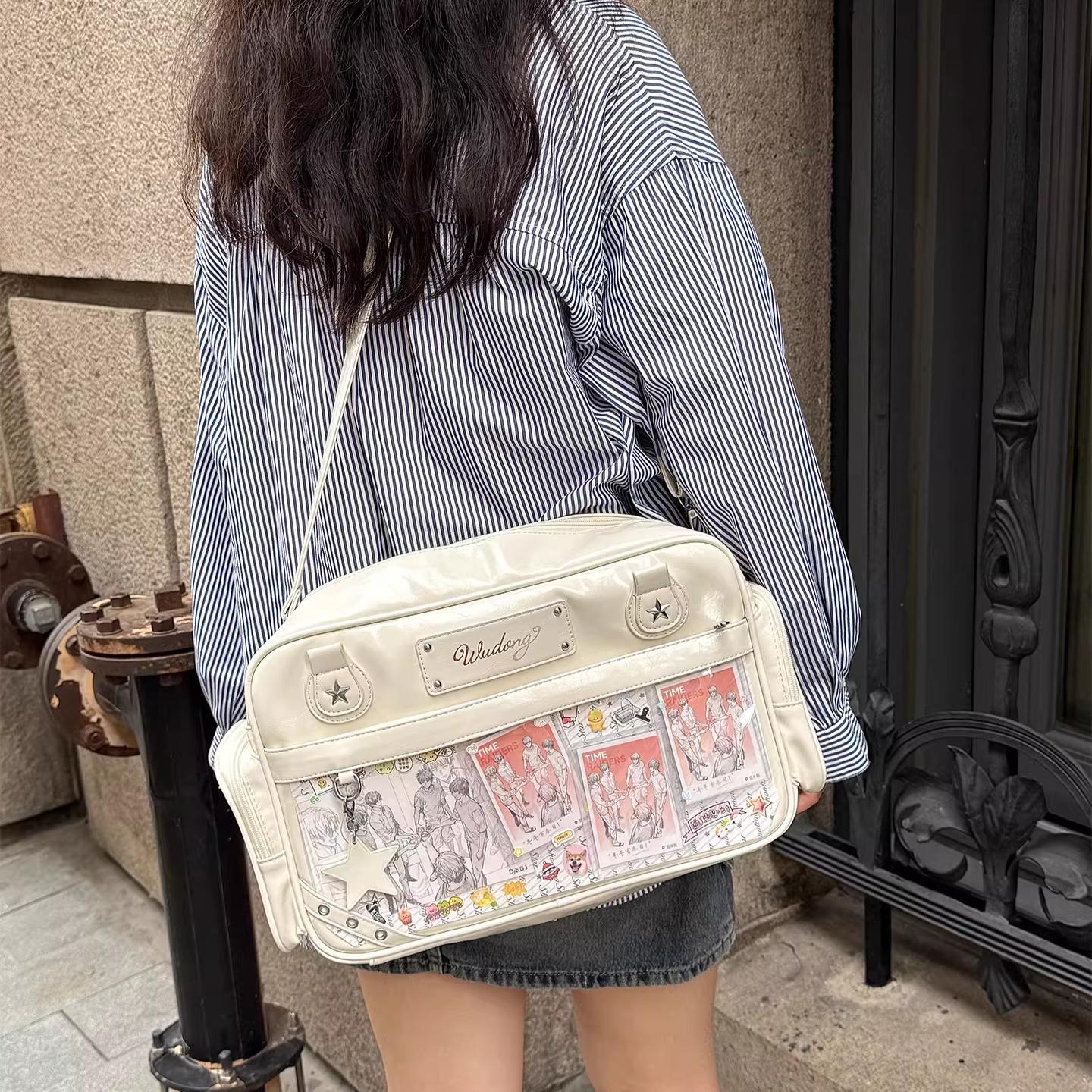 Multi-Color Glossy Ita Bag with Detachable Strap, Retro Sweet Style Anime Collectible Bag, Harajuku Streetwear Handbag for Anime Girls, Outdoor Daily Commute Bag