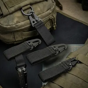 Tactical Nylon Keychain Carabiner: Heavy-Duty Quick Release Hook for Edc Gear Storage, Backpack Attachment. Lightweight Durable Clip for Hiking, Camping, Survival Tools. Compact Fastener for Daily Carry & Gear Organization.