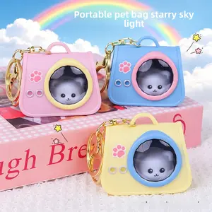 Cute Cat-Shaped Light-Up Keychain, Portable Animal Pendant for Pet Lovers, Everyday Ambient Lamp for Handbag Decoration