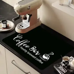 1pc Coffee Machine Absorbent Mat with Minimalist Coffee Bar Design, Heat-Resistant Placemats, Multi-Functional Drying Mat for Pots, Quick-Dry, Non-Slip Backing, Countertops, Coffee Bars, Dining Tables, Home Decor, Tableware, Coasters