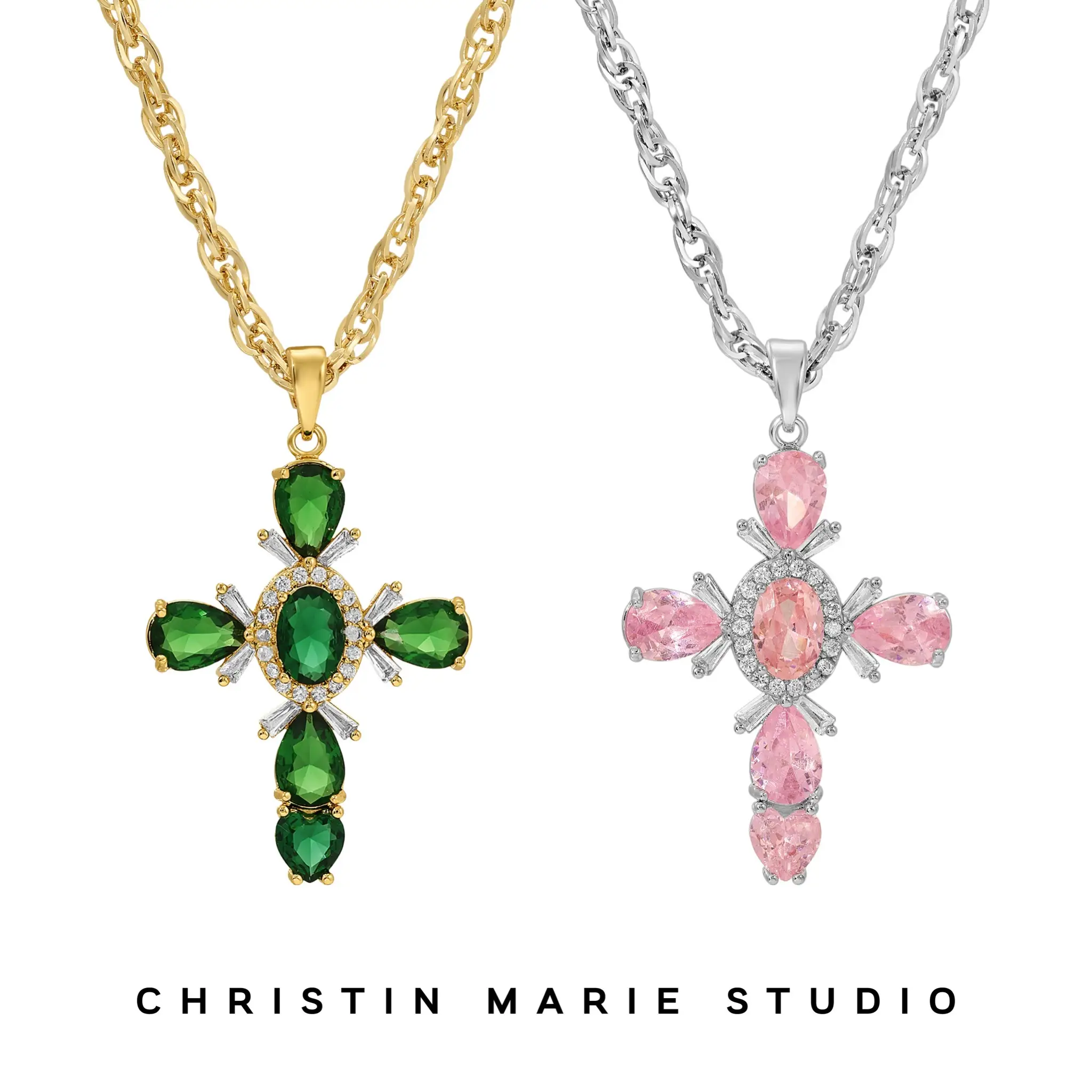 Chromatic Colorful Cross Necklace