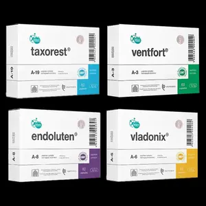 Respiratory Health Bioregulator Stack - Taxorest, Ventfort, Vladonix & Endoluten - 60 Capsules Each - US Made - Boost Lung Function & Oxygenation