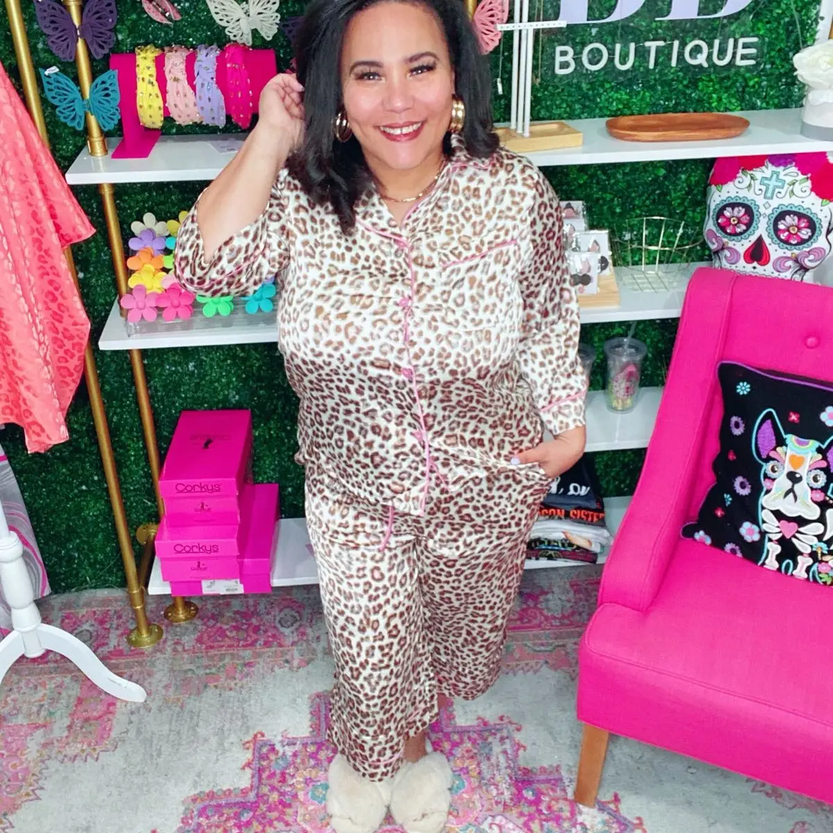 Leopard Printed Capri Pajama Set