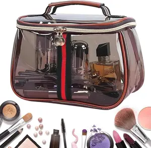New Retro Vintage Vanity Bag – Large Capacity Waterproof Transparent Makeup Cosmetic Bag with Zipper – Luxury Toiletry Organizer for Women Ladies Travel & Storage