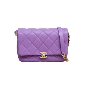 Pre-owned CHANEL 【Diz】P215969561CHANEL 22P Flap Bag, 21cm Purple Grained