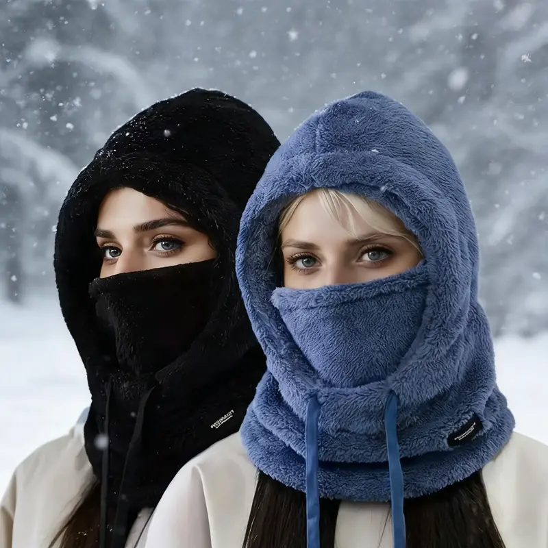 3-in-1 Winter Thick Face Mask Set Convertible Balaklava Hat Neck Warmer and Hat Breathable Windproof Full Face Coverage for Skiing Snowboarding Outdoor Cycling Soft Warm Multifunctional Accessories Hand Washable