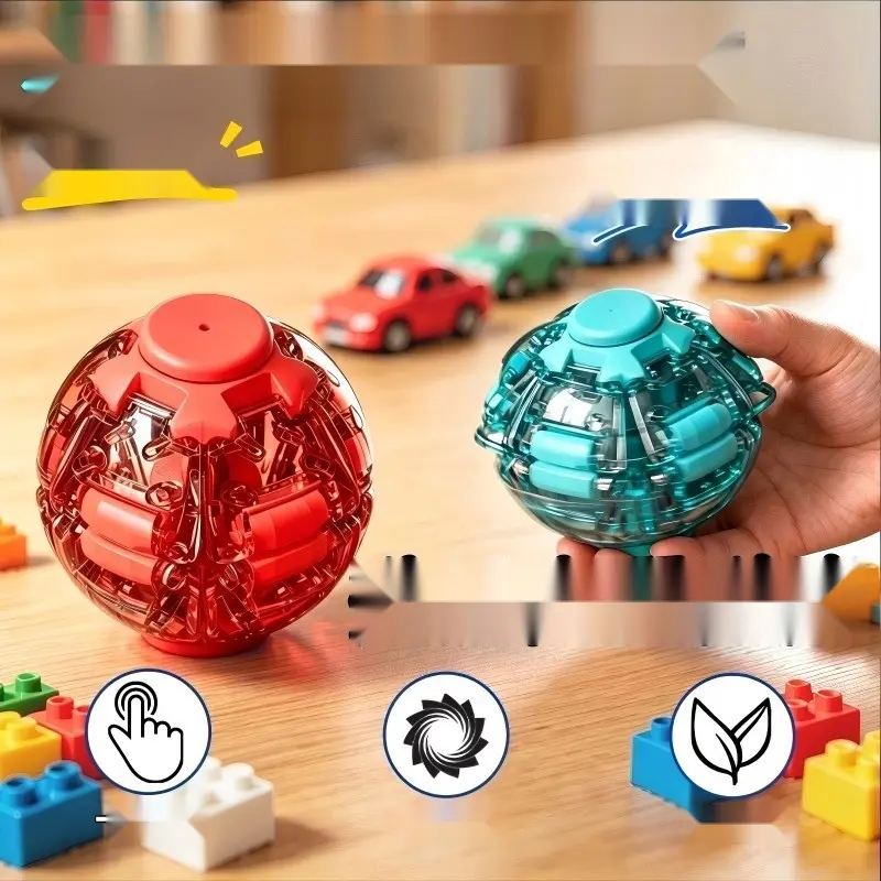 Push Pop Spinner Toy - Fidget Stress Relief Rotating Sensory Squeeze Finger Toy