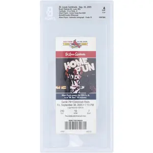 Albert Pujols St. Louis Cardinals Autographed September 30, 2005 Career HR 200 Beckett Fanatics Witnessed Authenticated Auto 10 Ticket with "200th Career HR" Inscription - Fanatics Authentic Certified