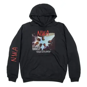 NWA Straight Outta Compton Hoodie w Logo Sleeve & Ruthless Records Back
