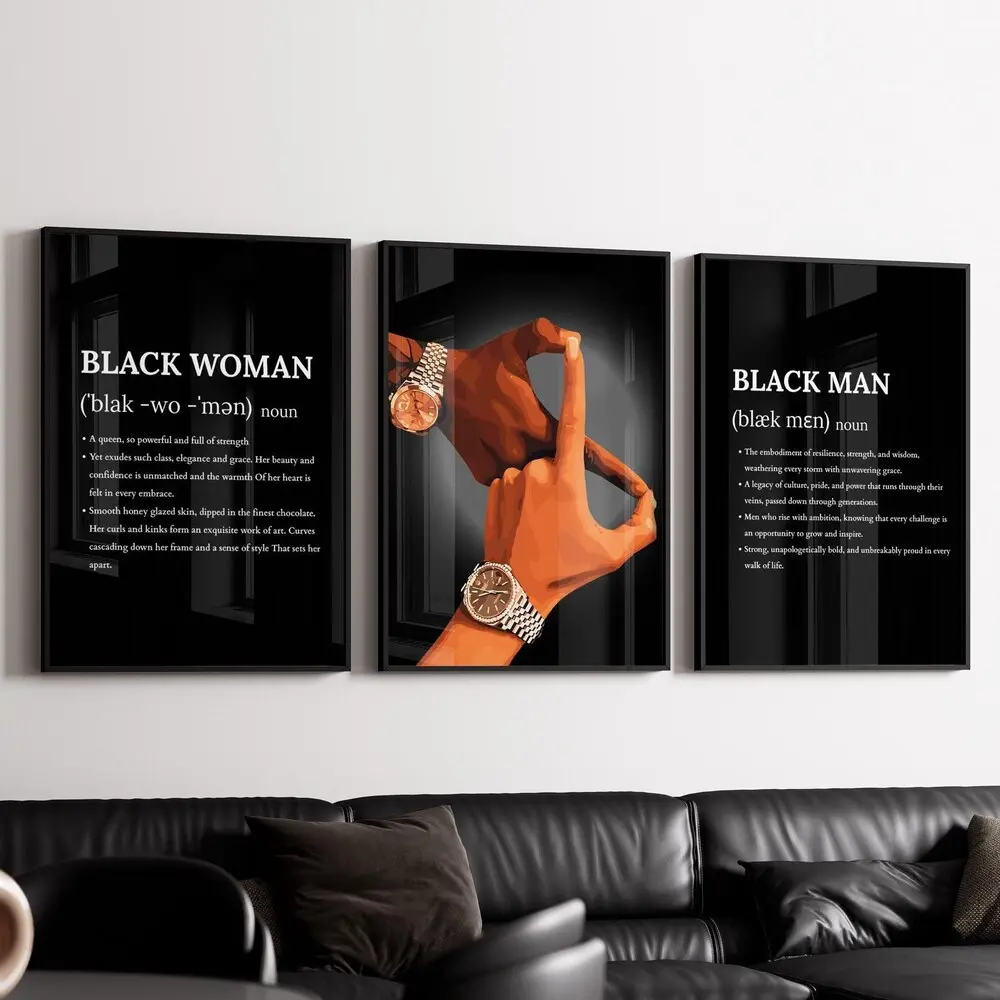 Black Couple Definition Wall Art; Hypebeast Room Decor, Culture Poster(Digital Print -set 3)