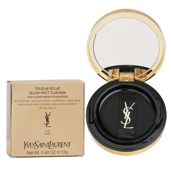 Yves Saint Laurent Touche Eclat Glow Pact Cushion Foundation - #B20 Ivory, Hydrating Cosmetic with Hyaluronic Acid, Rejuvenating Finish, Mirror-Included for TikTok Shop Back to School, Coverage