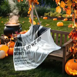 1 piece Gracie Abrams "Where Do We Go Now" 2023 Single Release themed flannel blanket - Modern design flannel sofa blanket, suitable for beds and sofas, all-season multi-purpose use, super soft and warm, digitally printed pattern, 100% polyester