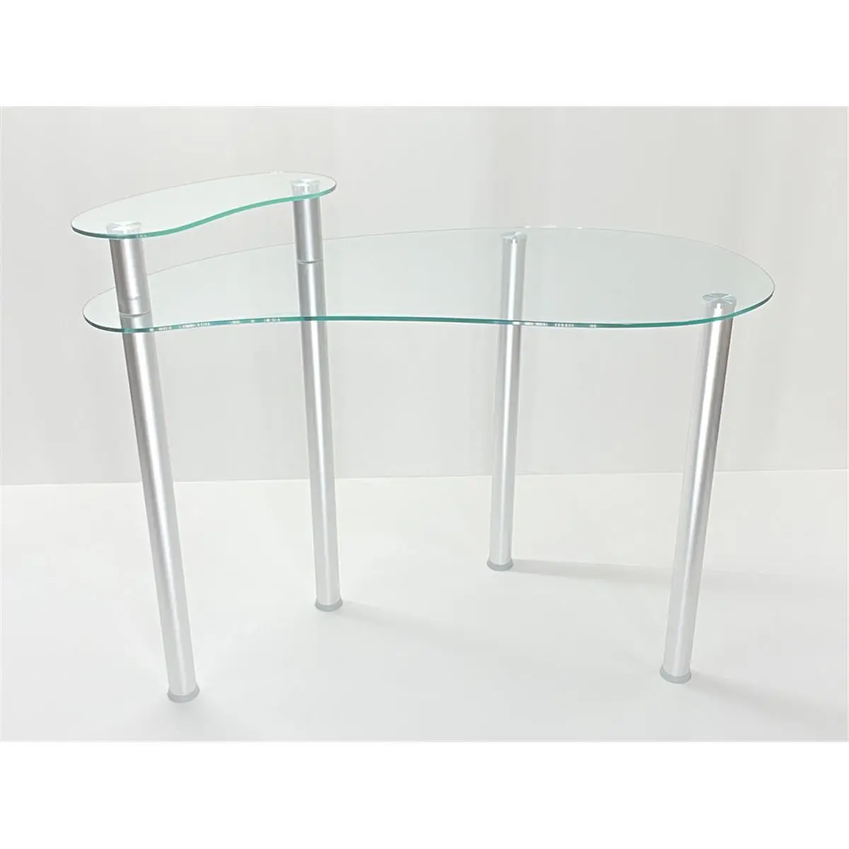 RTA Tempered Glass Corner Computer Desk - 1-Tier Monitor Stand, 29.5"h x 45.3"w x 23.7"d, 36 lbs, Assembly Required Modern Space Saver for WFH Setup, Studio Setup, Home Office Workspace & Office Inspo, Corner Shape
