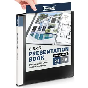 Presentation Binder 24-Pocket, Displays 48 Pages, 8.5x11 Portfolio Binder with Plastic Sleeves, Storage and Organizer for Documents, Certificates, Projects, Photos (Black)