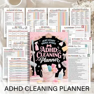 Adhd Cleaning Planner Notebook (coiled Binding), Color-Coded Cleaning Task List, Daily/weekly/monthly/yearly Organizer, Home Office Mom Productivity Planner, Spiral Bound Planner