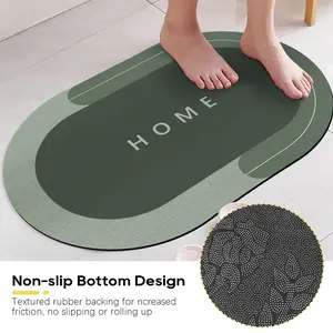 Oval Non-Slip Water-Absorbent Bath Mat,Fast Drying,Comfortable to Step on,Easy to Clean,Scratch Resistant,Three-layer Material,Non-slip Rubber Backing,Water Absorbent Layer,Crystal Velvet Top,for Bathroom & Home Floor Use