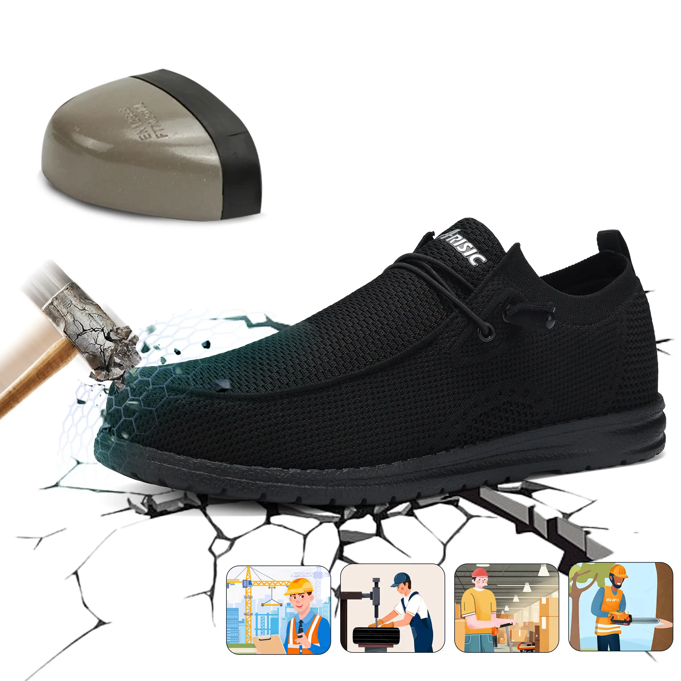 Steel Toe Shoes for Men Women Indestructible Composite Toe Work Shoes Sneakers Slip Resistant Puncture Proof Safety Loafers Zapatos Men'S Work & Safe