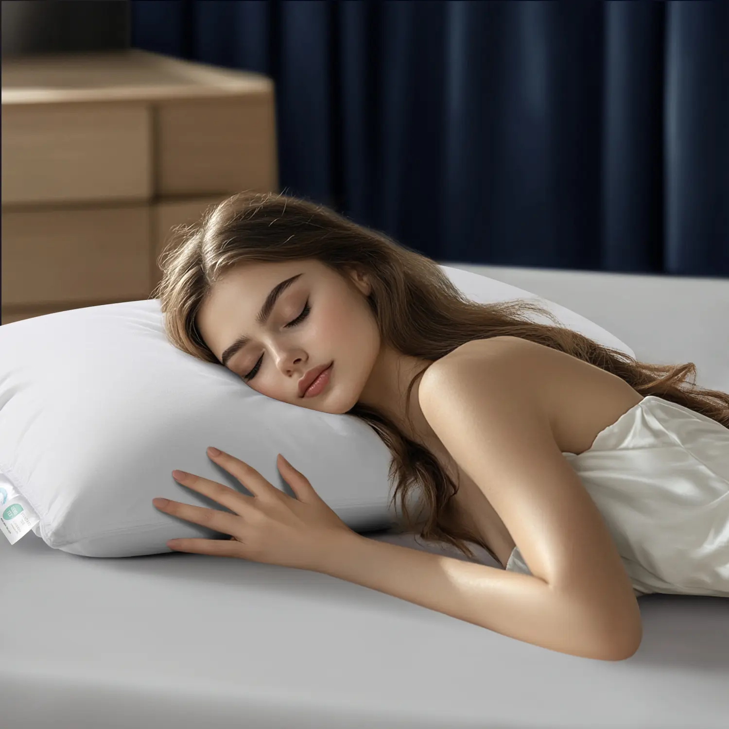 Baigee Down Pillow, Luxury Hotel Collection Bed Pillow for Sleeping，3-Chamber Design，900+ Fill Power，Downproof，100% Cotton Shell