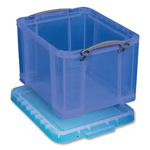 212 MAIN 32L Rectangle Snap-Tight Stacking Safe Organiser Boxes, Transparent Blue Compression Storage Bins for Large Household Appliance Parts & Accessories