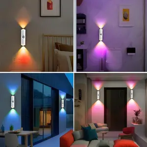 2/4PCS Magnetic Rechargeable LED Wall Light, LED Night Light - Motion Sensor Wall Light For Indoor Use, Wireless LED Wall Lamp, Wall Light, Battery Powered, Adhesive Design, Rotatable, Portable Easy Installation, Adjustable Color Temperature And Brightnes