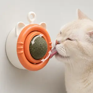 Catnip Ball Toy for Cats, Wall-Mounted Rotating Catnip Roller for Licking, Rubbing & Gentle Chewing, Stick-On Indoor Cat Toy