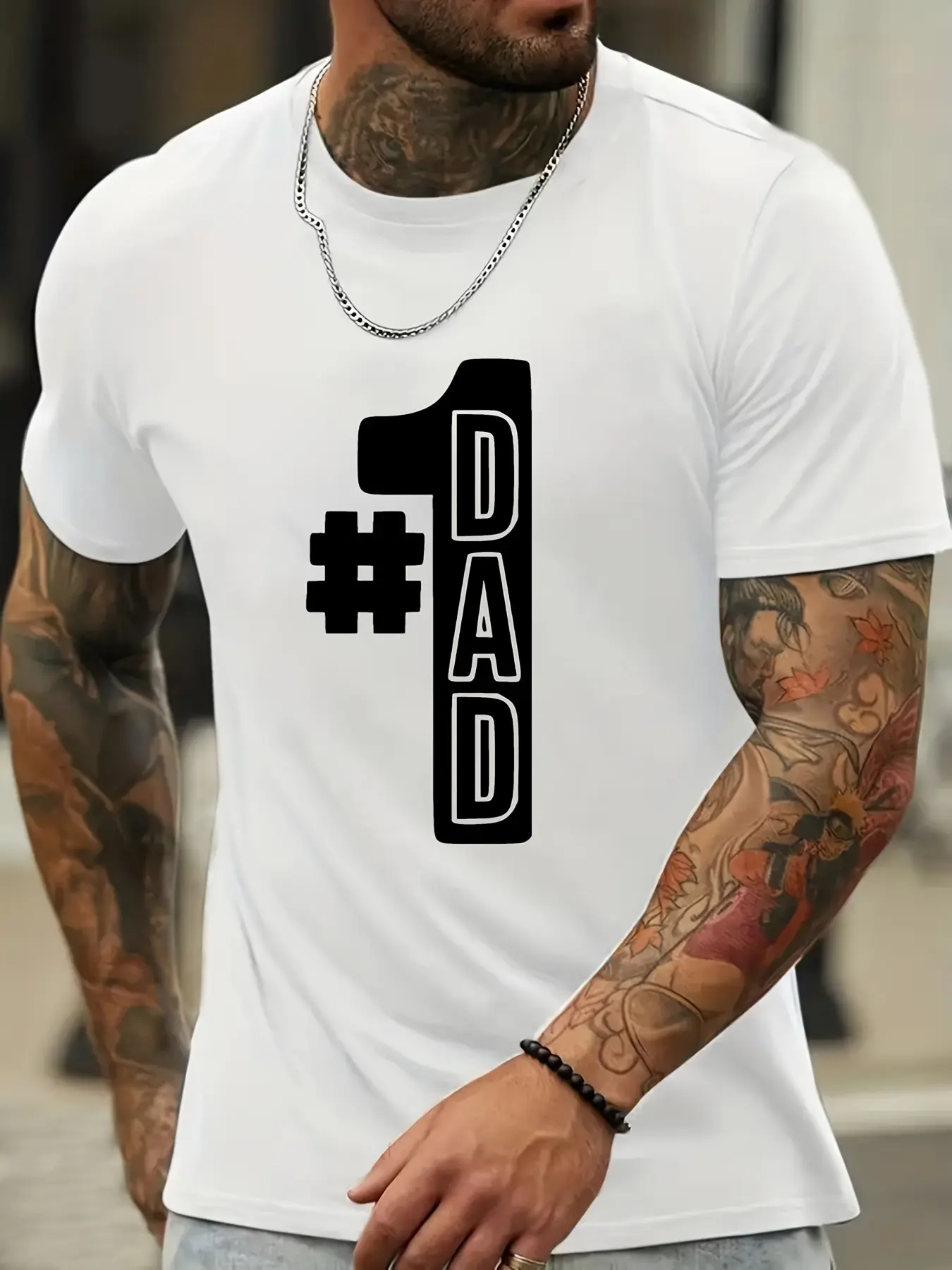 [Comfy Graphic Tee] #1 DAD Print - Men's Graphic T-shirt - Casual Comfy Tees For Summer