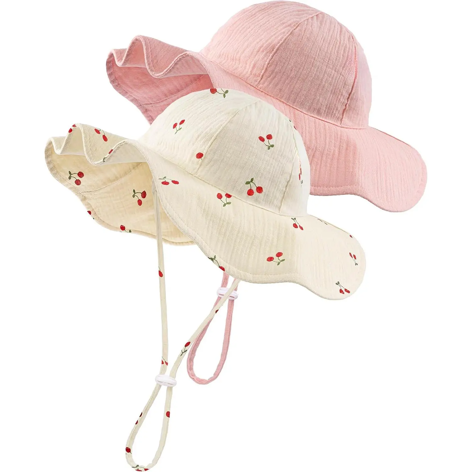 Baby Sun Hat Muslin Toddler Bucket Hat for Girls Boys Infant Wide Brim Sun Protection