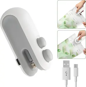 Mini Bag Sealer,2 in 1 Mini Bag Sealer and Cutter,Rechargeable Chip Bag Sealer,Sealer Machine,Bag Sealer for Snack,Sealing Machine for Plastic Bags Snack Bags, white