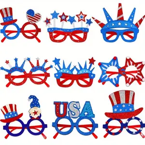 Independence Day Glasses Patriotic Star Eyeglasses Frames National Day Parade Performance Props Holiday Party Decorations Photo Booth Props