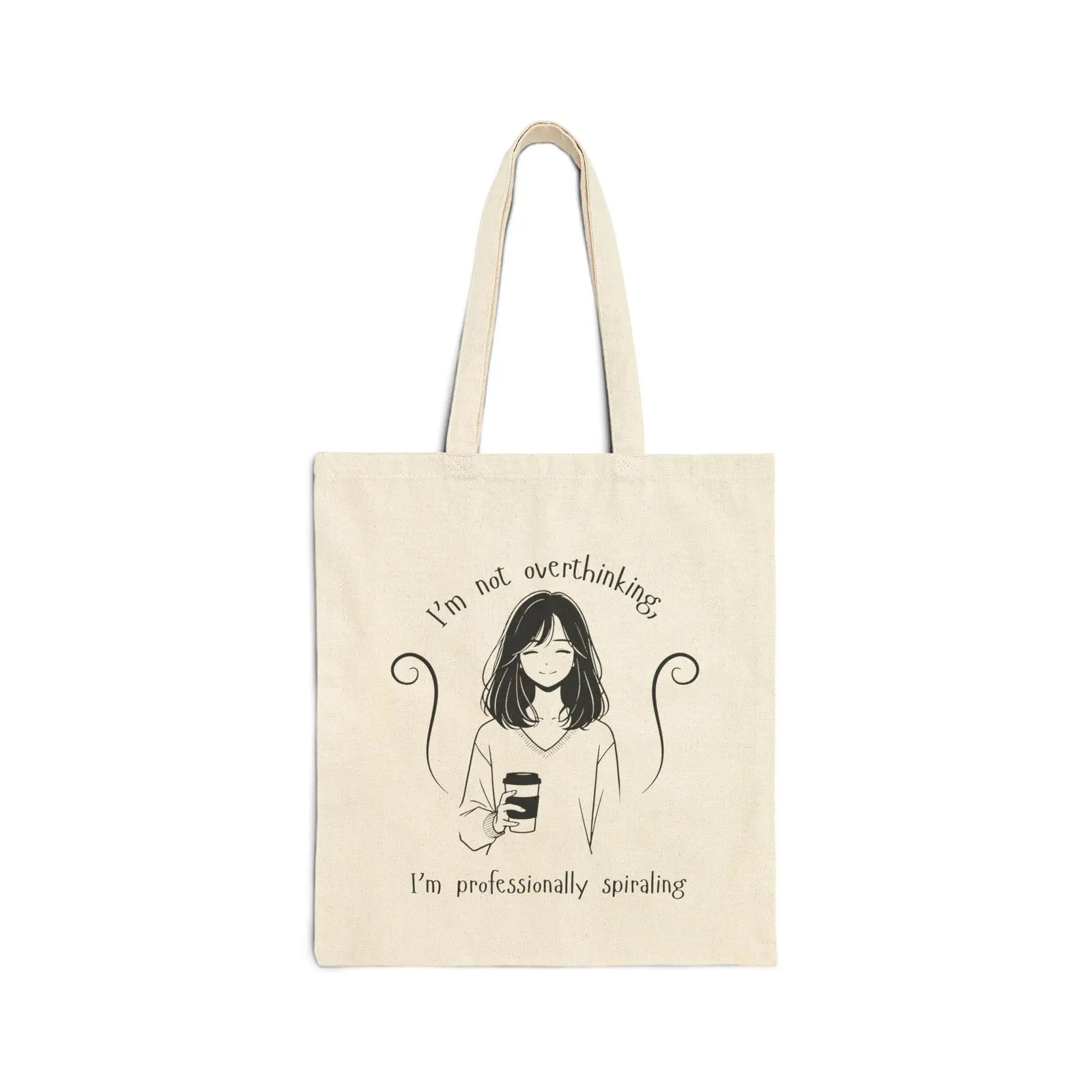 Overthinking Tote Bag - Funny Anxiety Gift - Spiral Mode Tote - Mental Health Humor - Gen Z Relatable Bag