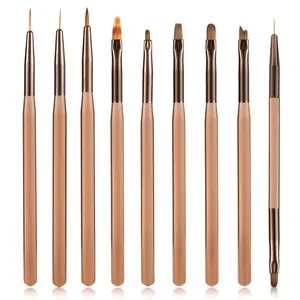 Double-ended Nail Art Brush Set, 9 Counts/set Nail Art Brush, Professional Nail Art Tool for Home & Salon Use, Nail Art Accessories, Manicure Kit
