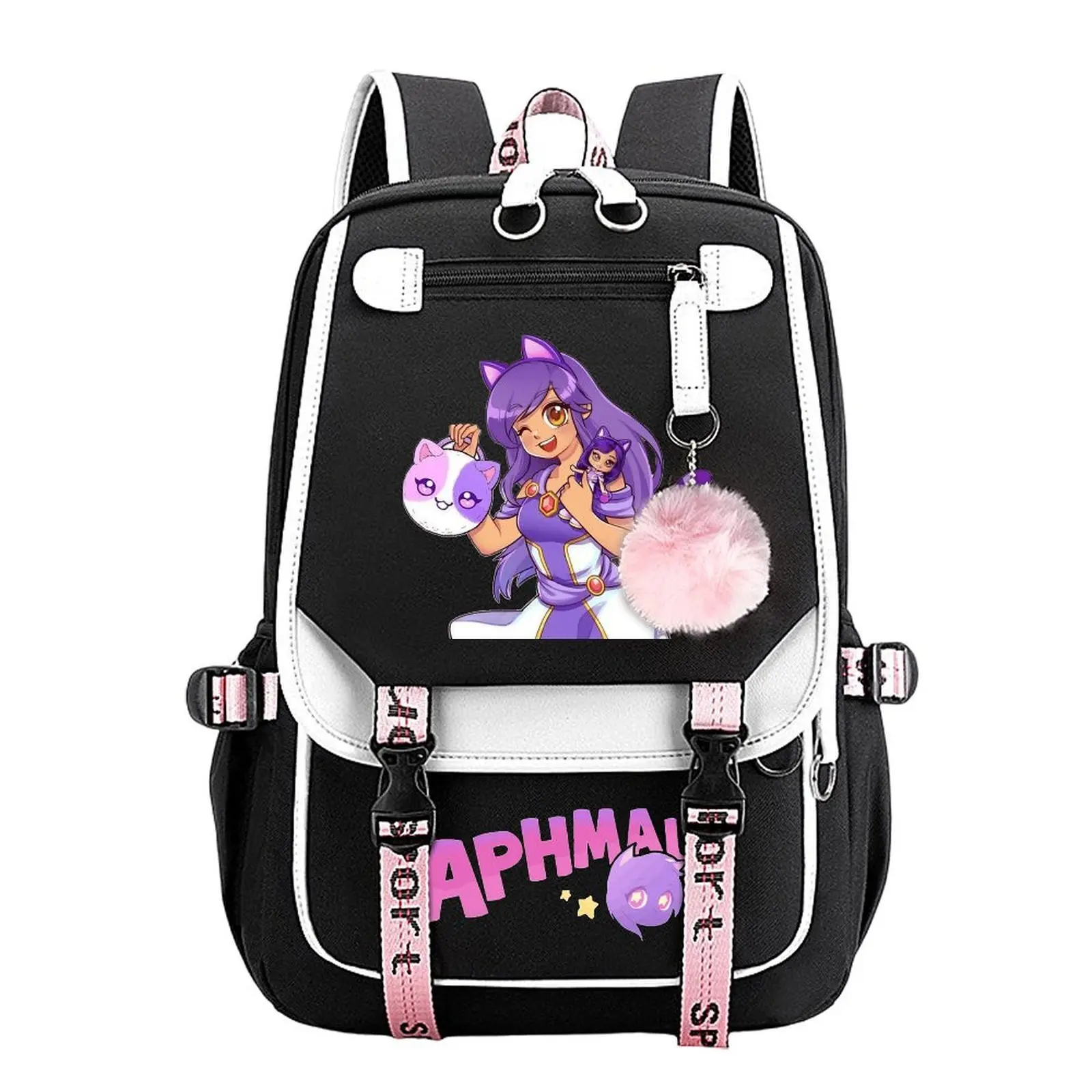 Aphmau Cartoon Print Backpack for Boys & Girls, Teen Student School Bag, Large Capacity Backpack,  Water-Resistant Durable Design, Multi-Pocket Organizer, Perfect Birthday & Holiday Gift 11.4” × 18.1”