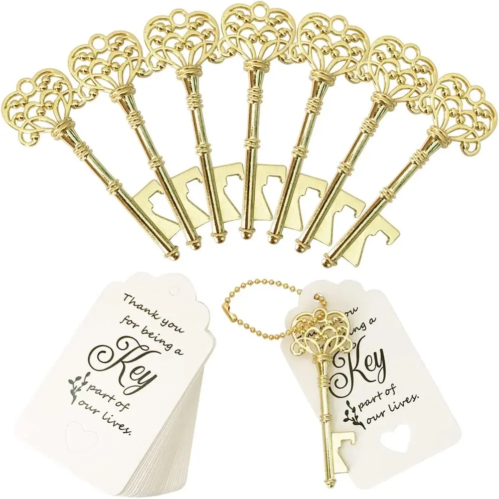 60 count Key Bottle Openers, Skeleton Key Bottle Opener,Wedding Favors Bottle Opener with Escort Card Tag and Key Chains,Wedding Party Favor Souvenir (