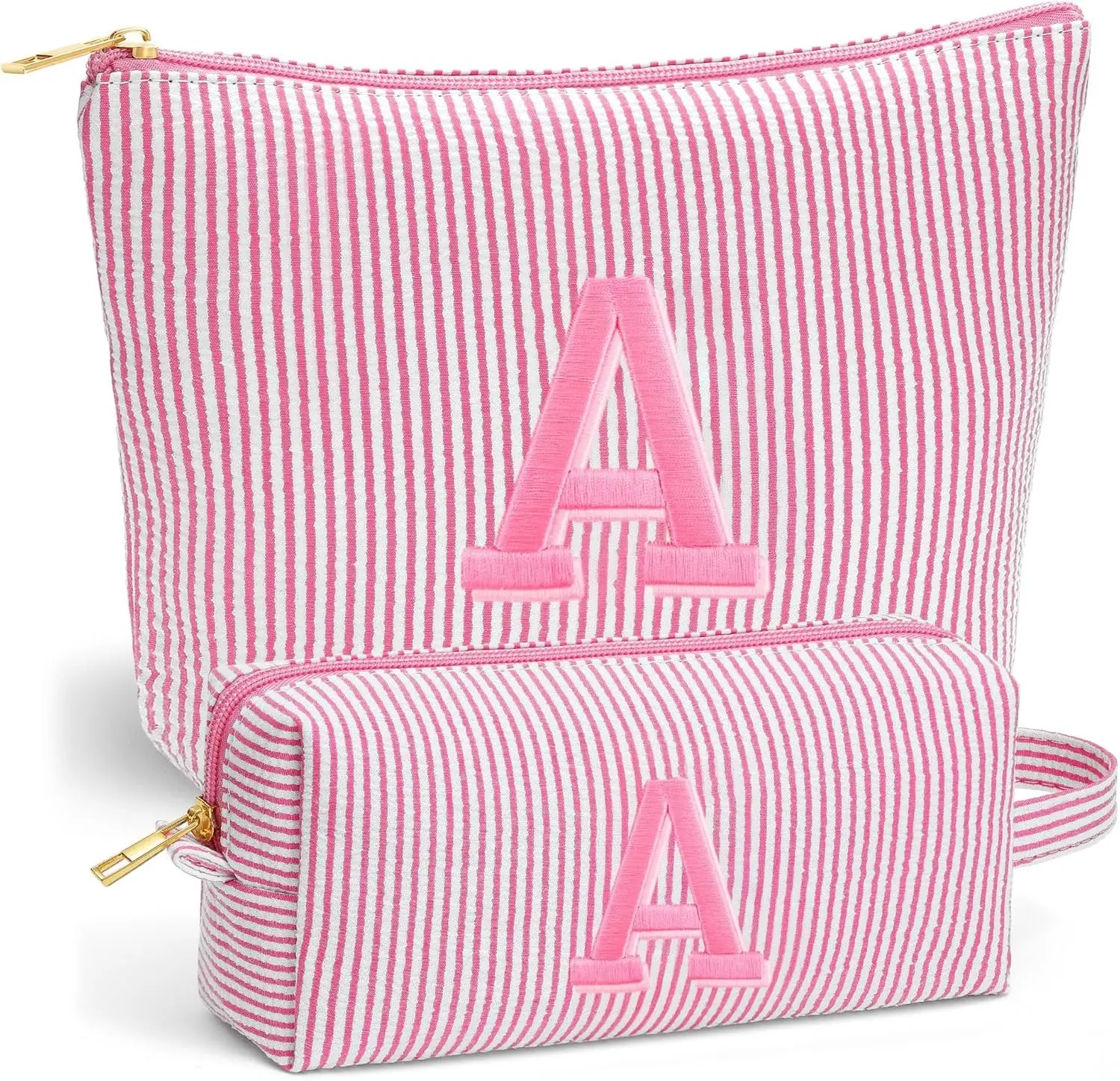 Birthday Gifts for Women - Initial Travel Makeup Bag for Women, Teen Girl Gifts Trendy Stuff, Birthday Gift for Women Girls Teen Girls, Pink Travel Makeup Bag - Letter A