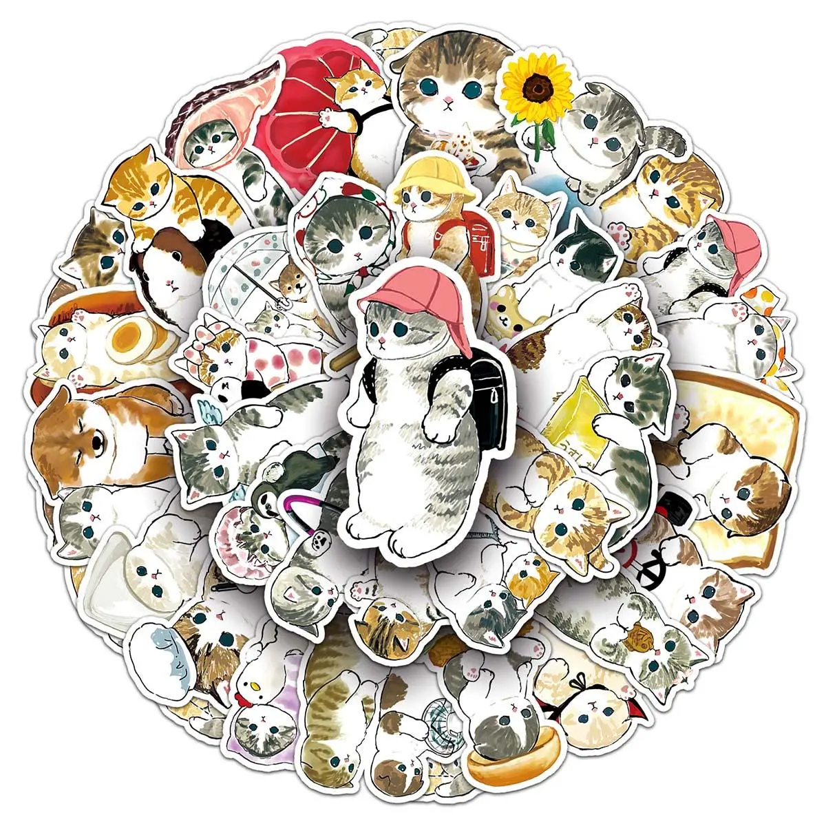 Cartoon Cat Pattern Sticker, 50pcs Cute Multi-purpose Sticker for DIY Craft, Decoration, Hand Account, Sticker Packs, Cute Stickers