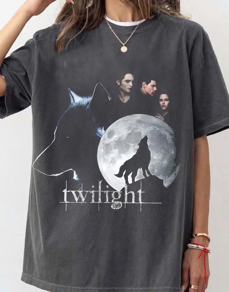 Twilight Saga New Moon Comfort Colors®  T-Shirt, Vintage Wolf Moon Graphic Tee