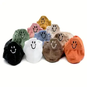 10 Pairs Women's Cute Smiley Face Socks  Cotton One Size Fits All Soft Comfortable Breathable Assorted Colors Perfect for Casual Everyday Wear Winter Friendly Fabric Stretchy Vibe Womenswear Love