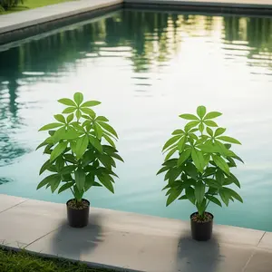 2 Large Artificial Money Tree Plants, Outdoor Fake Greenery for Gardens, Indoor Decor, Wedding, Party, Halloween, Christmas