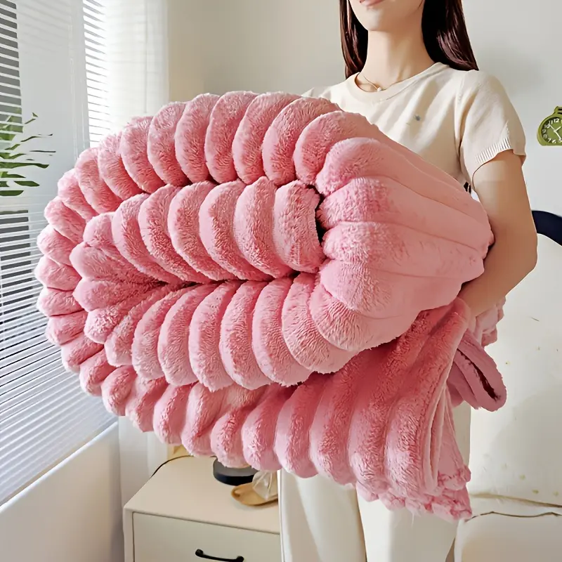 1pc 300gsm Large Soft Microfiber Fluffy Blanket - Plush All-Season Luxury Bedspread, Soft Warm Throw, Blush Pink Easy-Care Bedding (Multiple Sizes), Unisex Contemporary Home & Gift Item, Spring Essential, Fathers Day Gift, Soft Microfiber Blanket summervi