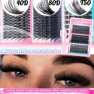 Large-Capacity Mixed-Stylelash Clusters | Natural & Dense & Wide-Band, Manga & Spiked | Made of High-Quality Soft Fibers, Reusable, Easy to Apply | Suitable for Personal Use and Gifting | QUEENICE Brand