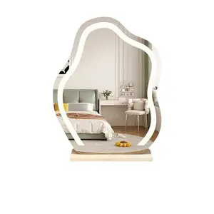 Smart light luxury premium french mirror bedroom desktop vanity mirror desktop netflix cloud with light led makeup mirror