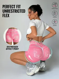 Women's High-Waisted Tight Shorts, Tie-Dye Print, Waistband Elasticity, Comfortable Fit, Ideal for Fitness, Running, Yoga,dolphin shorts