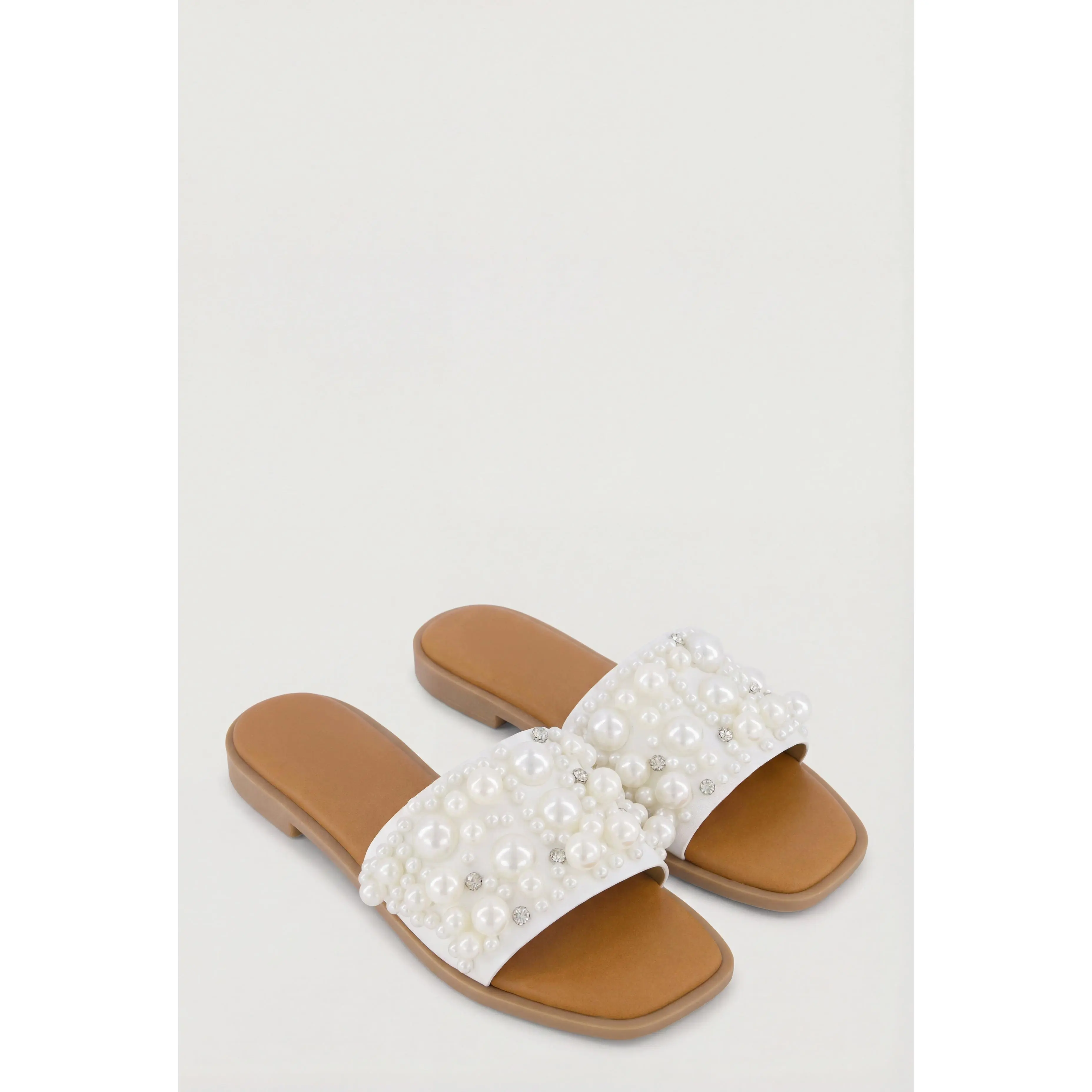 Pearl Embellished Flat Sandals
