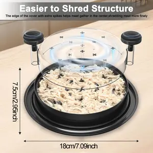 Enhanced Chicken Shredder: Large Non-Slip Rotating Blade, Improved Meat Shredder Featuring a Lid, Ideal for Shredding Chicken, Cabbage, Beef, And Vegetables, Easy to Operate And Clean, Black