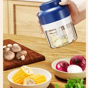 USB Rechargeable Mini Garlic Chopper & Vegetable Slicer 320ml Portable Electric Food Processor for Ginger Nuts Peppers Fruits Meats Spices Easy Clean Detachable Blades Clear Usb Usb