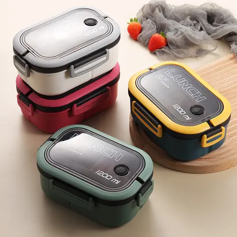 1200ml 5-grid Lunch Box, Large Capacity Bento Box with Spoon & Fork & Knife Food Storage Container, Kitchen Accessories, Summer Gifts back to school