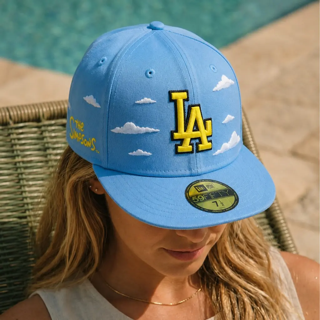 Los Angeles Dodgers MLB Simpsons "Clouds" New Era 59FIFTY Snapback Baseball Hat, Fitted Flat Brim Cap
